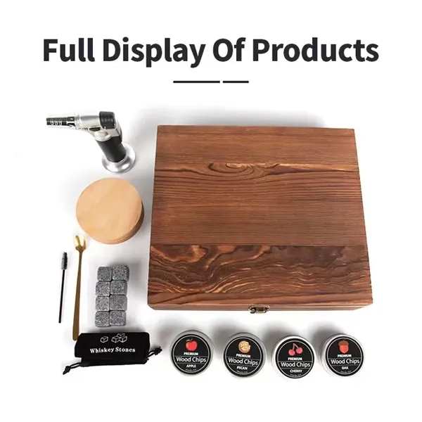 18pcs Whiskey Smoker Kit with Wooden Box Gift Set - 18pcs Whiskey Smoker Kit with Wooden Box Gift Set - Image 1 of 4