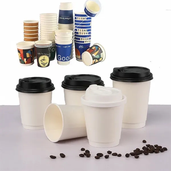 Full Color Double Wall Paper Cup With Lid - Full Color Double Wall Paper Cup With Lid - Image 1 of 1