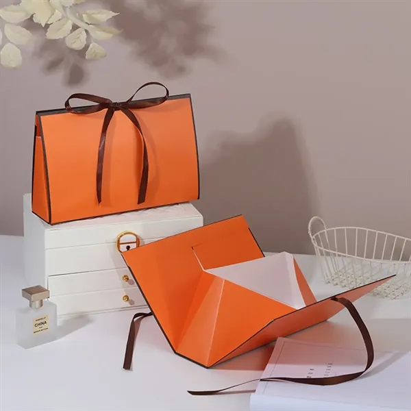 Elegant Orange Gift Bag With Ribbon - Elegant Orange Gift Bag With Ribbon - Image 1 of 2