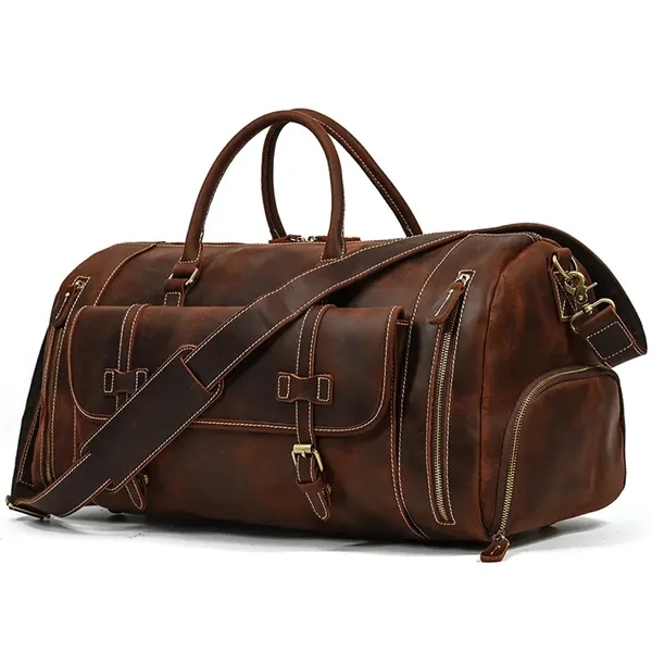 Large Leather Duffle Bag - Large Leather Duffle Bag - Image 3 of 6