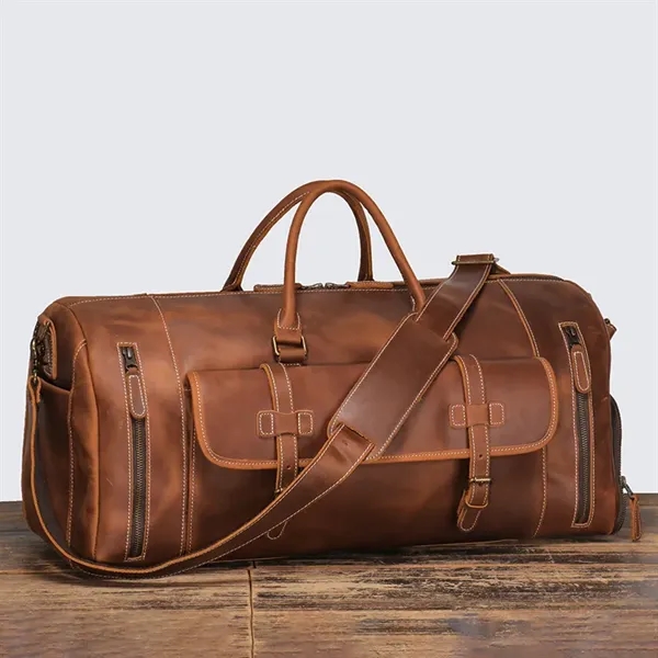 Large Leather Duffle Bag - Large Leather Duffle Bag - Image 5 of 6