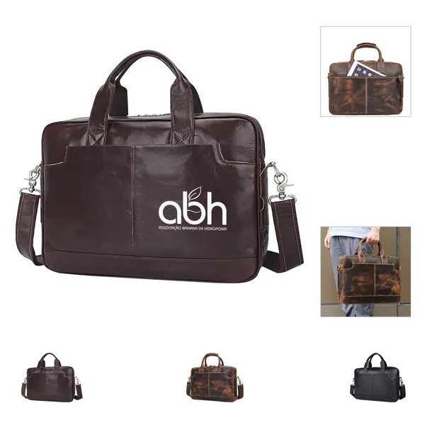 Genuine Leather 15.6 Inch Laptop Briefcase Bag - Genuine Leather 15.6 Inch Laptop Briefcase Bag - Image 0 of 4