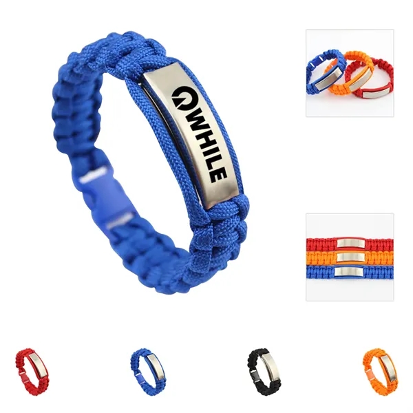 Paracord Bracelet with Metal Plate - Paracord Bracelet with Metal Plate - Image 0 of 6