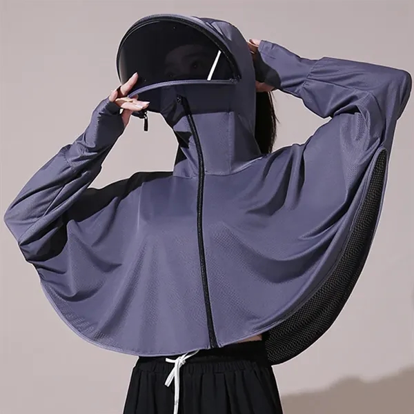 Sun Protection Outdoor Hoodie With Face Mask - Sun Protection Outdoor Hoodie With Face Mask - Image 2 of 4