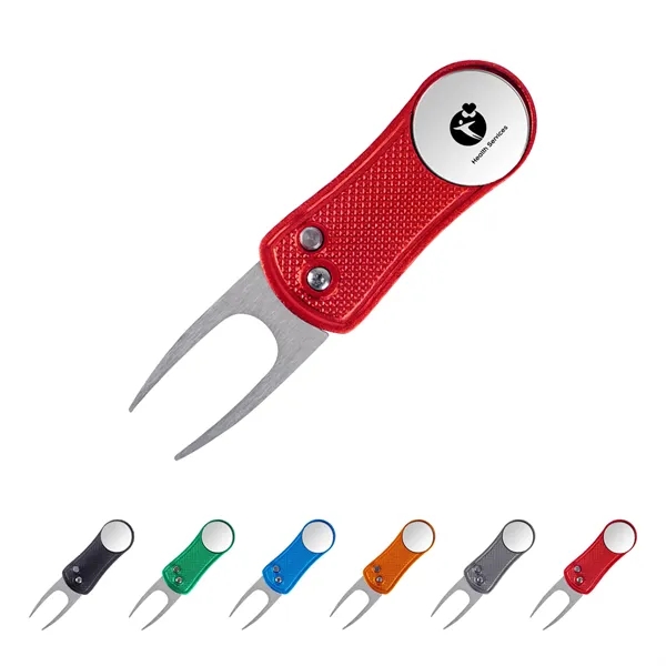 Foldable Golf Divot Tool with Magnetic Ball Marker - Foldable Golf Divot Tool with Magnetic Ball Marker - Image 0 of 6