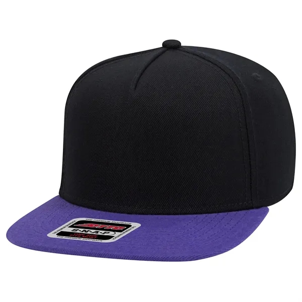 Wool Blend Twill Square Flat Visor "SNAP" 5 Panel Hat - Wool Blend Twill Square Flat Visor "SNAP" 5 Panel Hat - Image 9 of 60