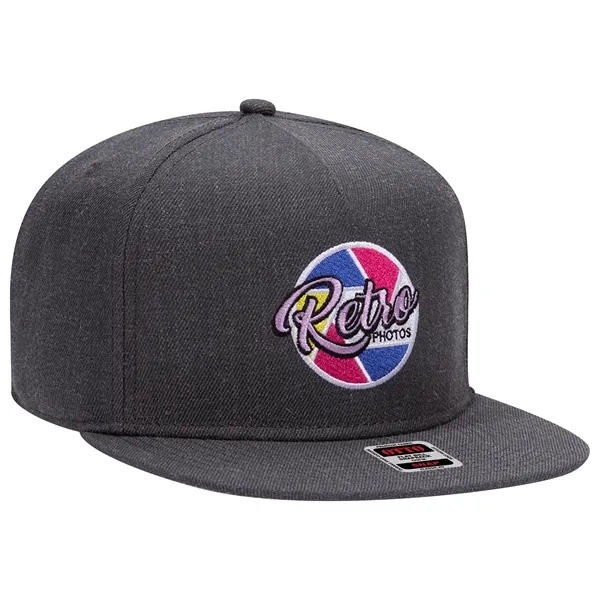 Wool Blend Twill Square Flat Visor "SNAP" 5 Panel Hat - Wool Blend Twill Square Flat Visor "SNAP" 5 Panel Hat - Image 48 of 60