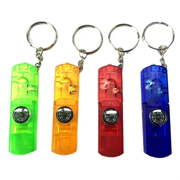 Compass Keychain with Whistle & LED Light - Compass Keychain with Whistle & LED Light - Image 1 of 17