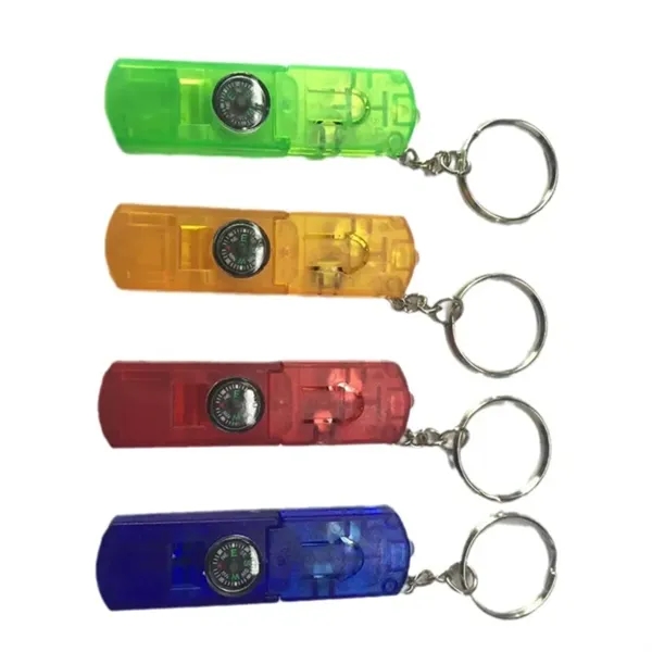 Compass Keychain with Whistle & LED Light - Compass Keychain with Whistle & LED Light - Image 3 of 17