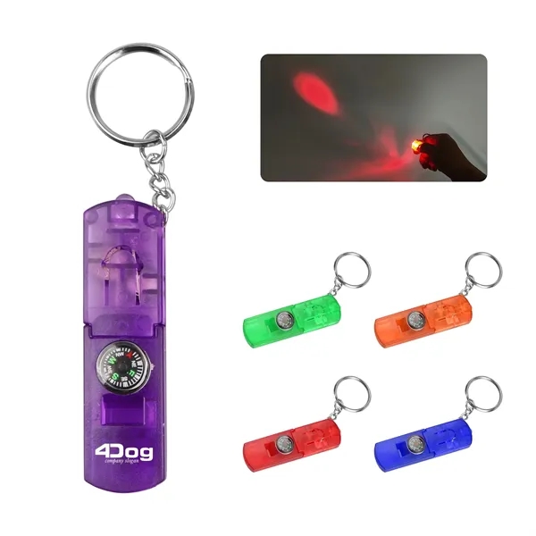 Compass Keychain with Whistle & LED Light - Compass Keychain with Whistle & LED Light - Image 4 of 17