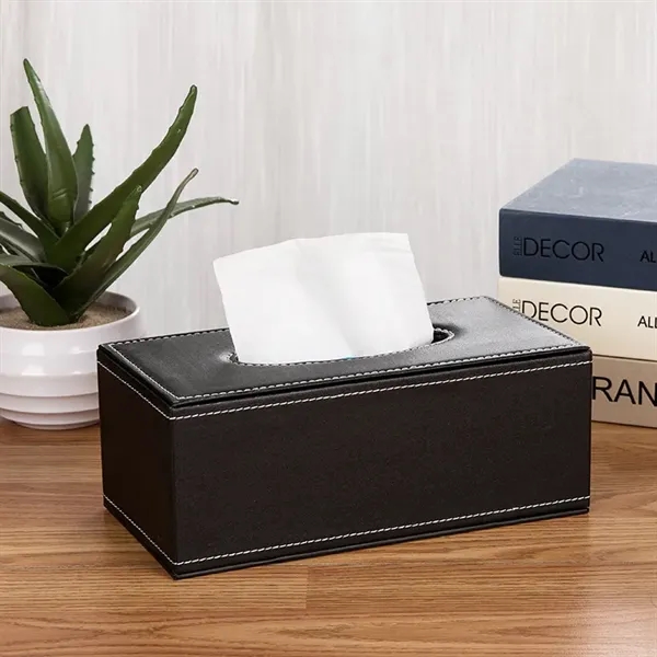 Rectangular PU Leather Tissue Box Holder - Rectangular PU Leather Tissue Box Holder - Image 4 of 6