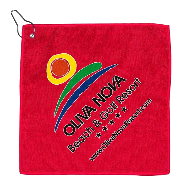 Custom 12"W x 12"H - Heavy Duty Golf Towel with Clip - "The Wedge"