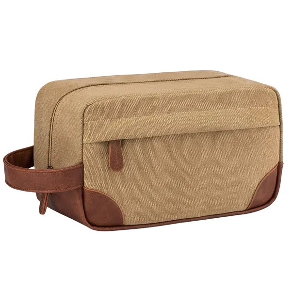 Portable Canvas Toiletry Bag with PU Handle - Portable Canvas Toiletry Bag with PU Handle - Image 7 of 7