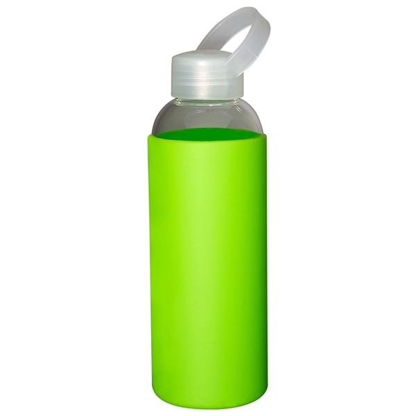 18 Oz. Glass Bottle w/Color Silicone Sleeve