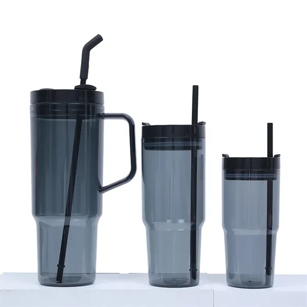 40oz/25oz/16oz Plastic Drinkware Juice Cup W/ Straw Set of 3 - 40oz/25oz/16oz Plastic Drinkware Juice Cup W/ Straw Set of 3 - Image 2 of 5