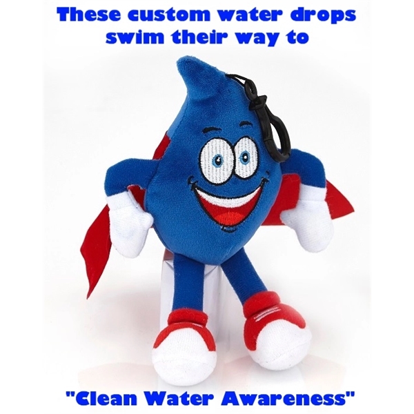 Water Drop Plush Toy with Zipper Pull for Backpacks