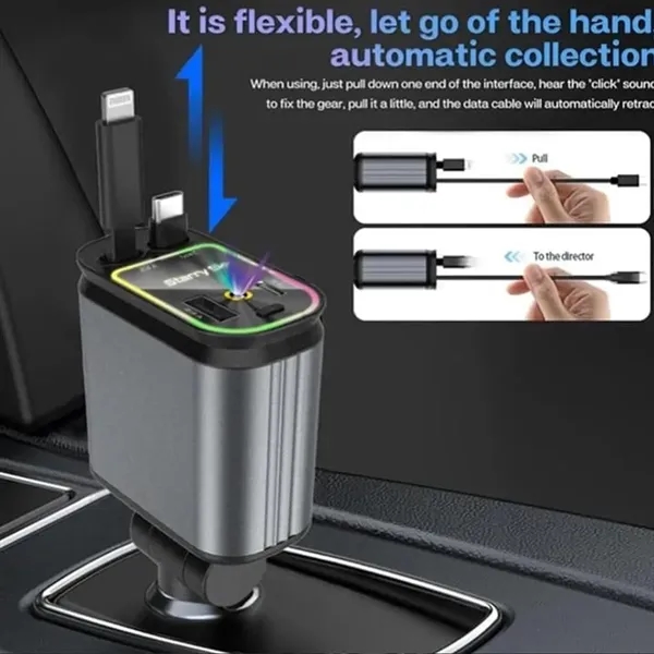 4 in 1 Retractable Starry Stars Proof Car Charger - 4 in 1 Retractable Starry Stars Proof Car Charger - Image 3 of 3