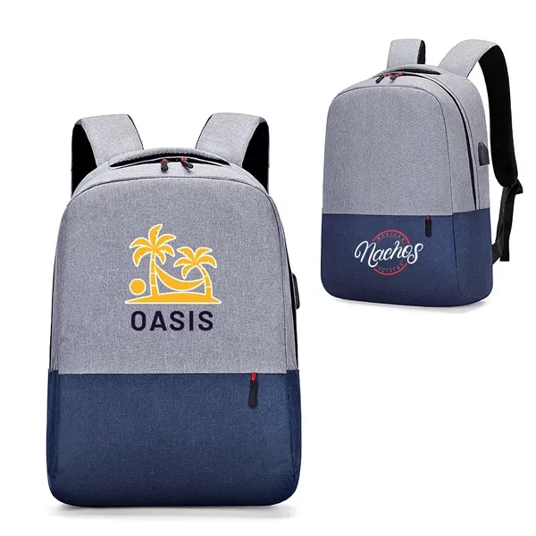 15.6-inch Colorblock USB Charging Business Laptop Backpack - 15.6-inch Colorblock USB Charging Business Laptop Backpack - Image 0 of 7