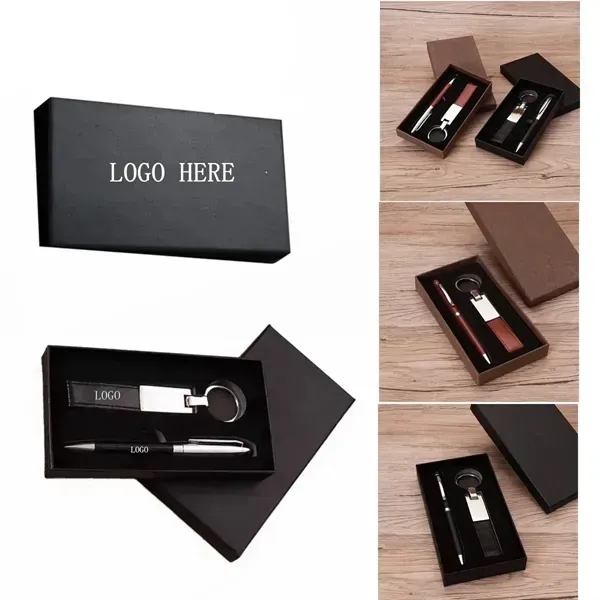 Pen with leather keychain gifts kit - Pen with leather keychain gifts kit - Image 0 of 9