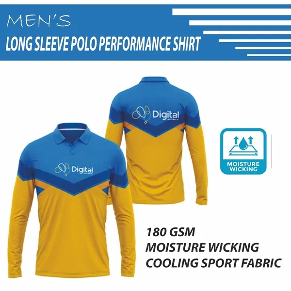 Unisex Long Sleeve Polo Performance Shirt - Unisex Long Sleeve Polo Performance Shirt - Image 0 of 1