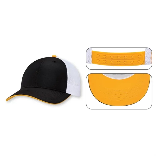 6 Panel Constructed Full-Fit Cap (Contrast Colour Underpeak - 6 Panel Constructed Full-Fit Cap (Contrast Colour Underpeak - Image 6 of 13