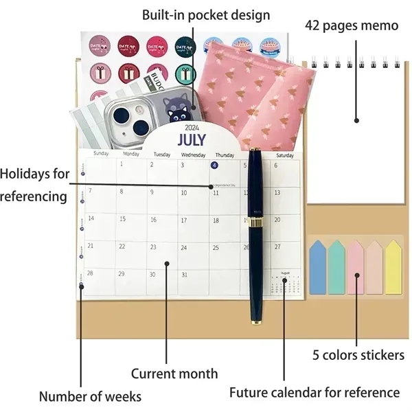 2025 Desk Calendar With Label Stickers - 2025 Desk Calendar With Label Stickers - Image 2 of 3