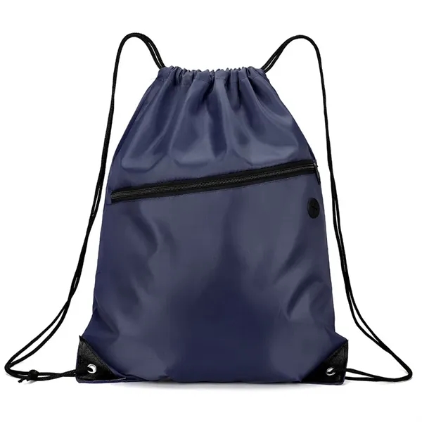 Drawstring Backpack With Front Zipper Pocket - Drawstring Backpack With Front Zipper Pocket - Image 3 of 11