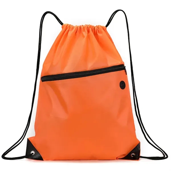 Drawstring Backpack With Front Zipper Pocket - Drawstring Backpack With Front Zipper Pocket - Image 6 of 11