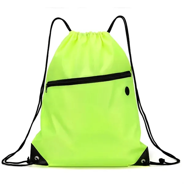 Drawstring Backpack With Front Zipper Pocket - Drawstring Backpack With Front Zipper Pocket - Image 7 of 11