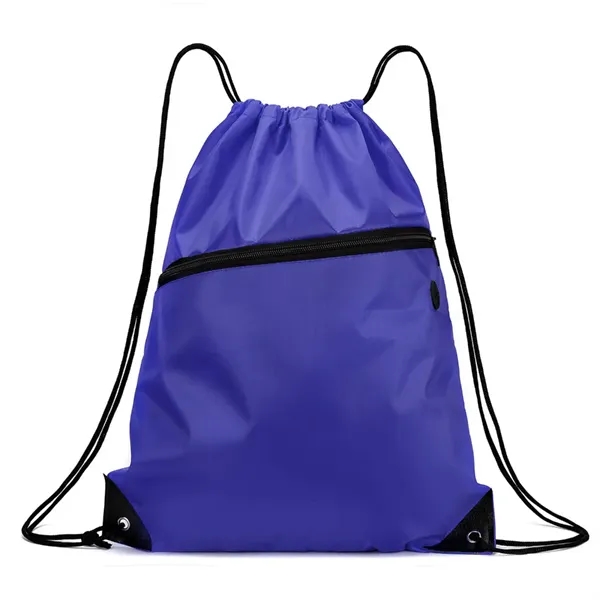 Drawstring Backpack With Front Zipper Pocket - Drawstring Backpack With Front Zipper Pocket - Image 8 of 11