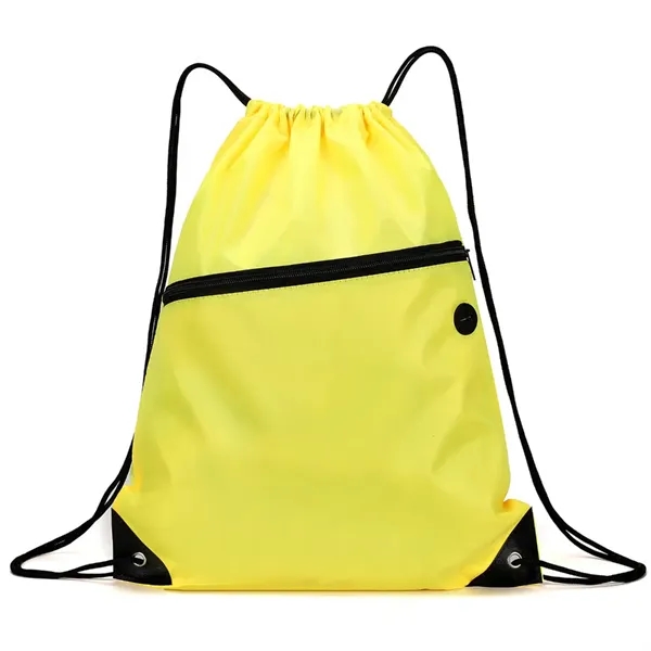 Drawstring Backpack With Front Zipper Pocket - Drawstring Backpack With Front Zipper Pocket - Image 9 of 11
