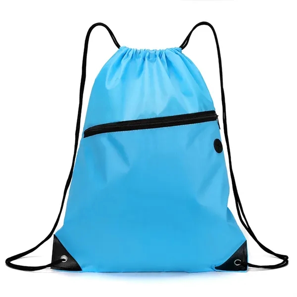 Drawstring Backpack With Front Zipper Pocket - Drawstring Backpack With Front Zipper Pocket - Image 11 of 11