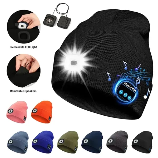 Bluetooth Beanie with LED Light - Bluetooth Beanie with LED Light - Image 0 of 3