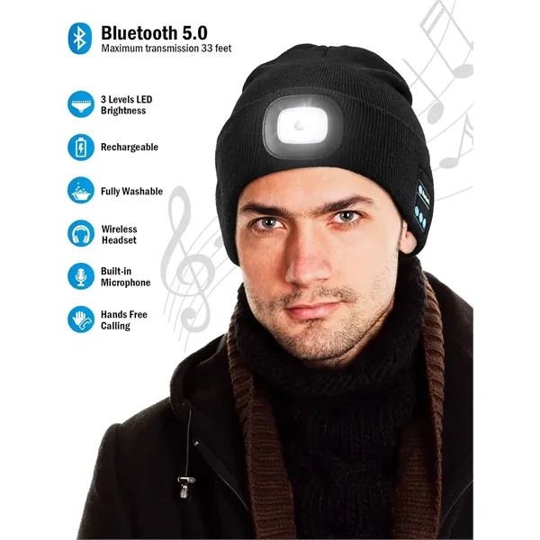 Bluetooth Beanie with LED Light - Bluetooth Beanie with LED Light - Image 1 of 3