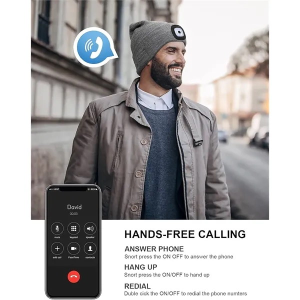 Bluetooth Beanie with LED Light - Bluetooth Beanie with LED Light - Image 3 of 3