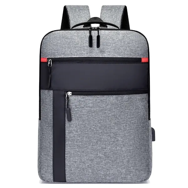 Color-Block Laptop Backpack with USB Port - Color-Block Laptop Backpack with USB Port - Image 5 of 8