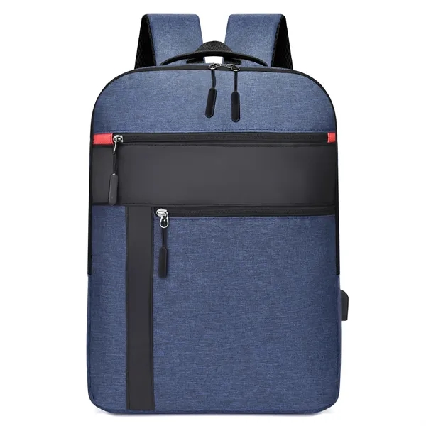 Color-Block Laptop Backpack with USB Port - Color-Block Laptop Backpack with USB Port - Image 6 of 8