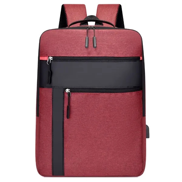 Color-Block Laptop Backpack with USB Port - Color-Block Laptop Backpack with USB Port - Image 7 of 8