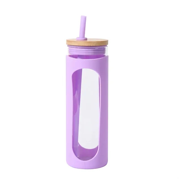 24 Oz Glass Water Bottle With Bamboo Lid And Straw - 24 Oz Glass Water Bottle With Bamboo Lid And Straw - Image 3 of 5