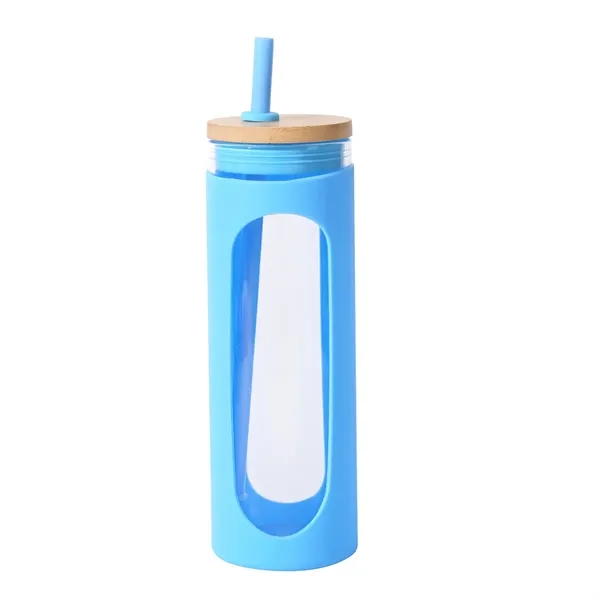 24 Oz Glass Water Bottle With Bamboo Lid And Straw - 24 Oz Glass Water Bottle With Bamboo Lid And Straw - Image 4 of 5