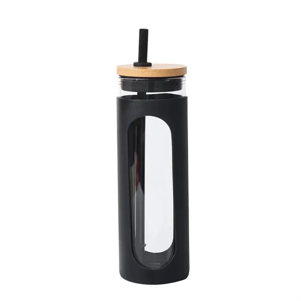24 Oz Glass Water Bottle With Bamboo Lid And Straw - 24 Oz Glass Water Bottle With Bamboo Lid And Straw - Image 5 of 5