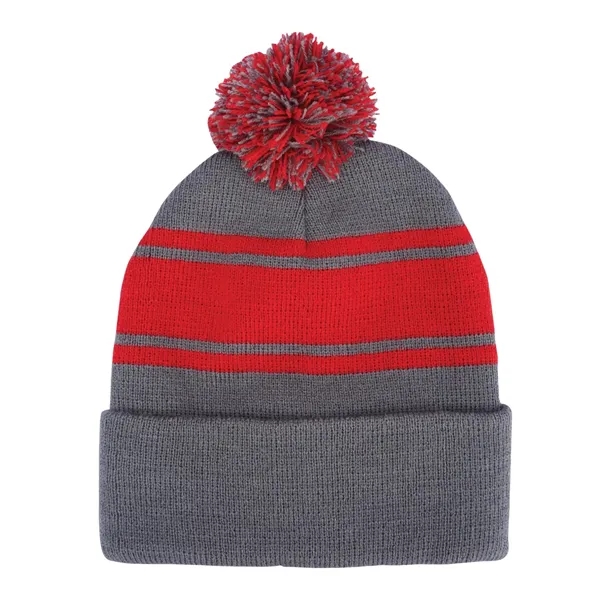 Prime Line Knit Beanie With Pom Pom - Prime Line Knit Beanie With Pom Pom - Image 8 of 9