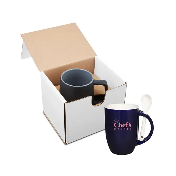 Prime Line 12oz Dapper Ceramic Mug With Spoon In Mailer
