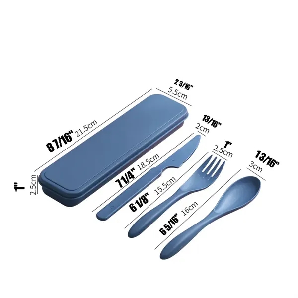 Wheat Straw Cutlery Knife Fork Spoon Portable Tableware Set - Wheat Straw Cutlery Knife Fork Spoon Portable Tableware Set - Image 2 of 3