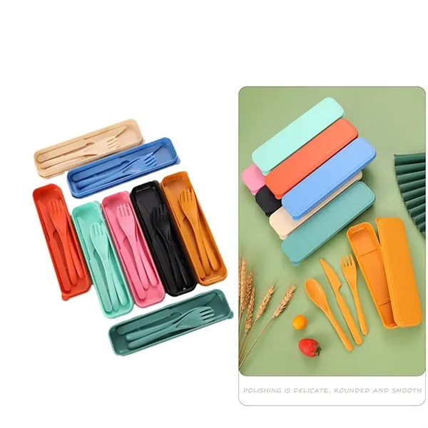Wheat Straw Cutlery Knife Fork Spoon Portable Tableware Set - Wheat Straw Cutlery Knife Fork Spoon Portable Tableware Set - Image 3 of 3