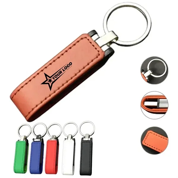 Keychain Metal High Speed Leather Flash Drive - Keychain Metal High Speed Leather Flash Drive - Image 0 of 5