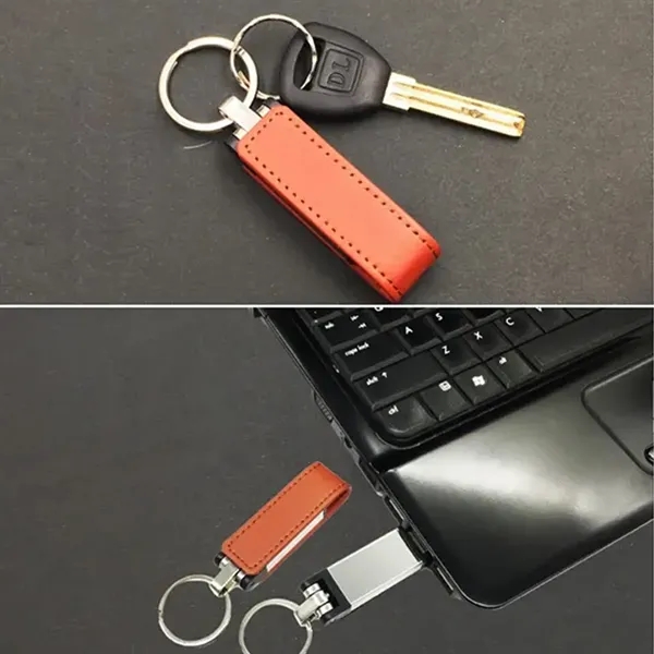Keychain Metal High Speed Leather Flash Drive - Keychain Metal High Speed Leather Flash Drive - Image 2 of 5
