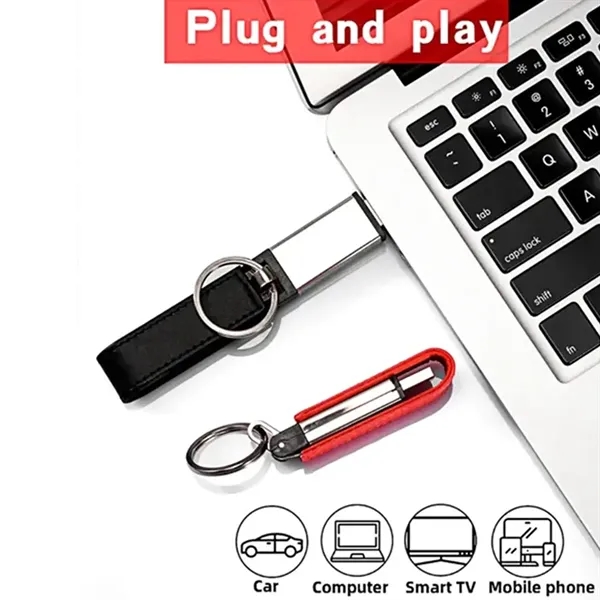 Keychain Metal High Speed Leather Flash Drive - Keychain Metal High Speed Leather Flash Drive - Image 3 of 5