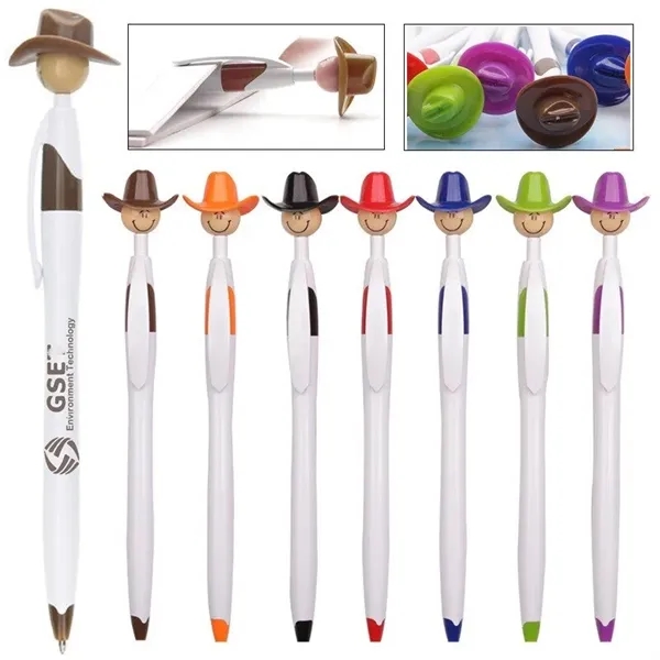 Cowboy Hat Smiley Ballpoint Pens - Cowboy Hat Smiley Ballpoint Pens - Image 0 of 3