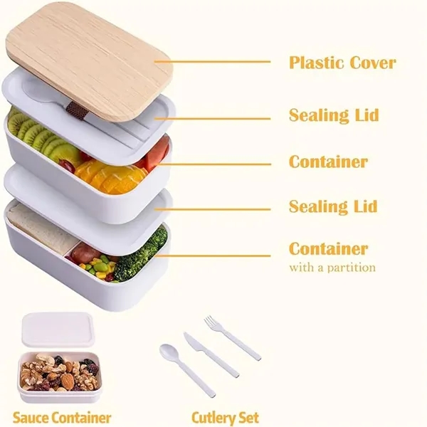 Multilayer Wheat Straw Lunch Box Adult - Multilayer Wheat Straw Lunch Box Adult - Image 2 of 4